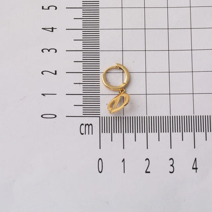 14K Yellow Gold Initial D Hoop Earrings