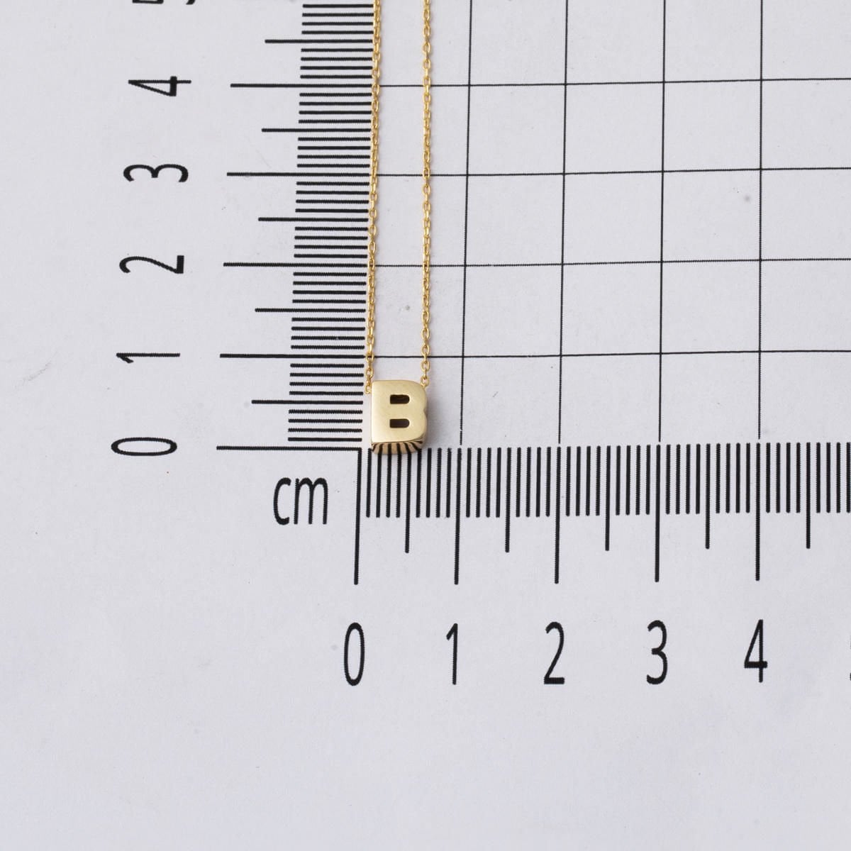 14K Yellow Gold Minimalist Initial B Necklace