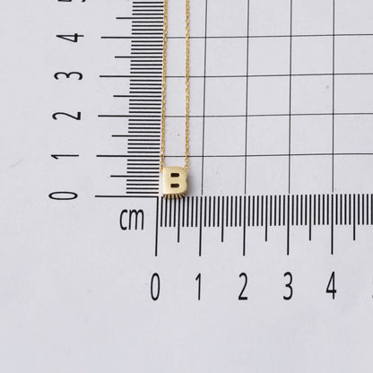 14K Yellow Gold Minimalist Initial B Necklace