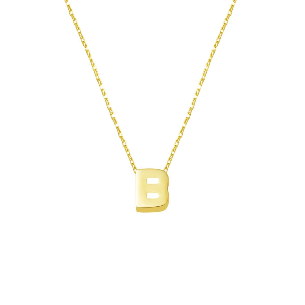 14K Yellow Gold Minimalist Initial B Necklace