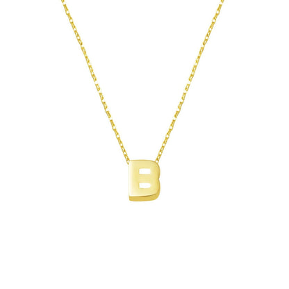 14K Yellow Gold Minimalist Initial B Necklace