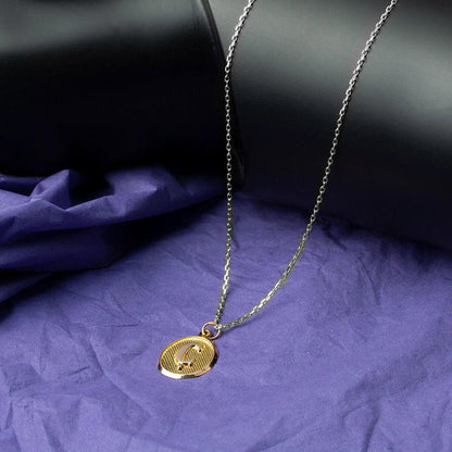 14K Yellow Gold Initial C Oval Pendant