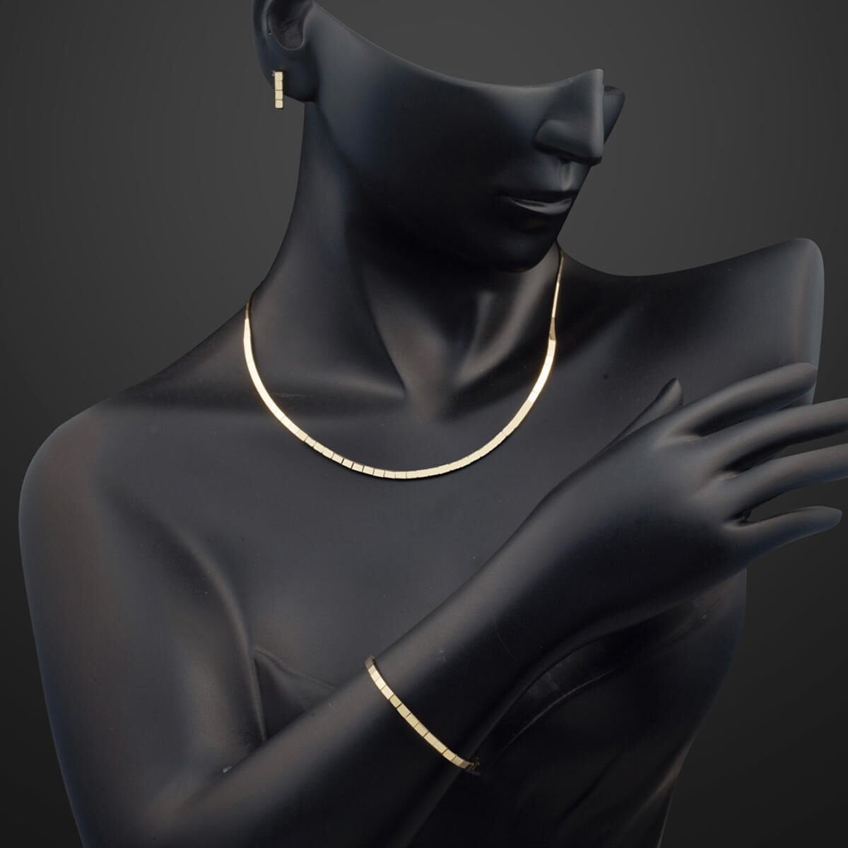 14K Yellow Gold Full Moon Tennis Jewelry Set