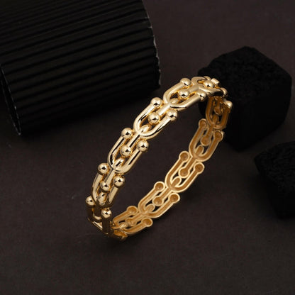 14K Yellow Gold Designer Inspired Hinged Cuff Bangle (13.52 g)