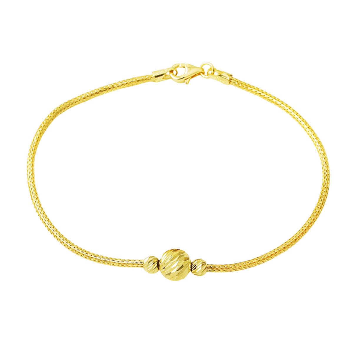 14K Yellow Gold Kazaziye Chain Gold Bead Bracelet