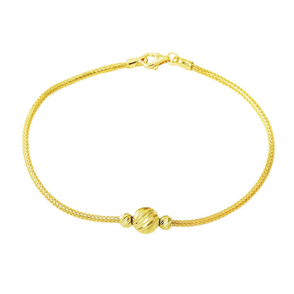 14K Yellow Gold Kazaziye Chain Gold Bead Bracelet