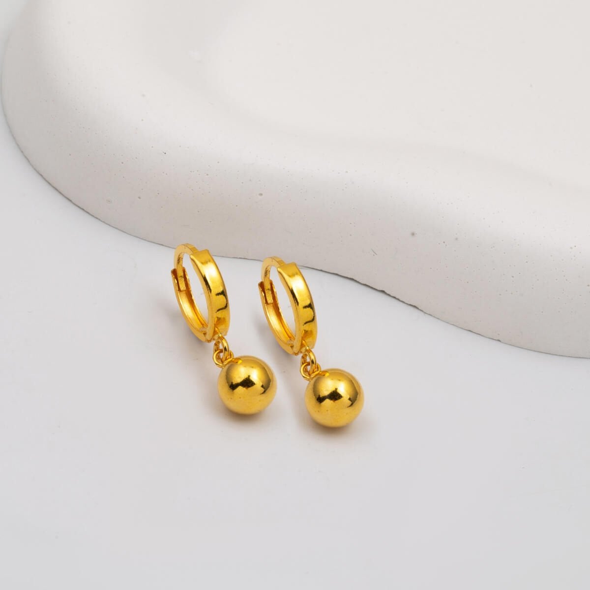 22K Yellow Gold Ball Dangle Earrings