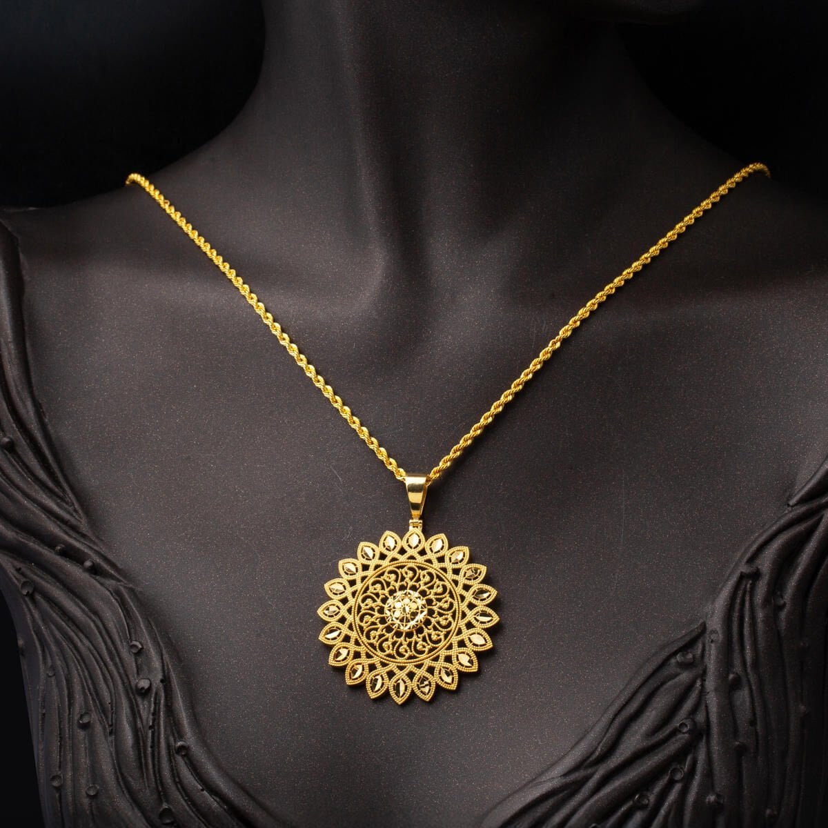 14K Yellow Gold Sun Cycle Necklace