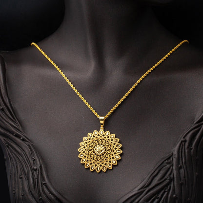 14K Yellow Gold Sun Cycle Necklace