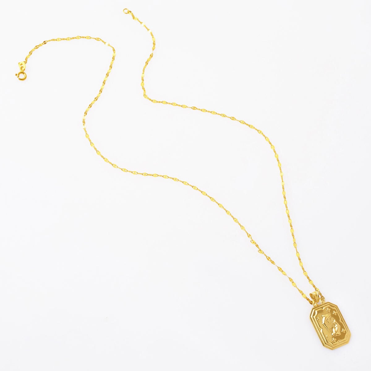 14K Yellow Gold Retro Fish Zodiac Pendant