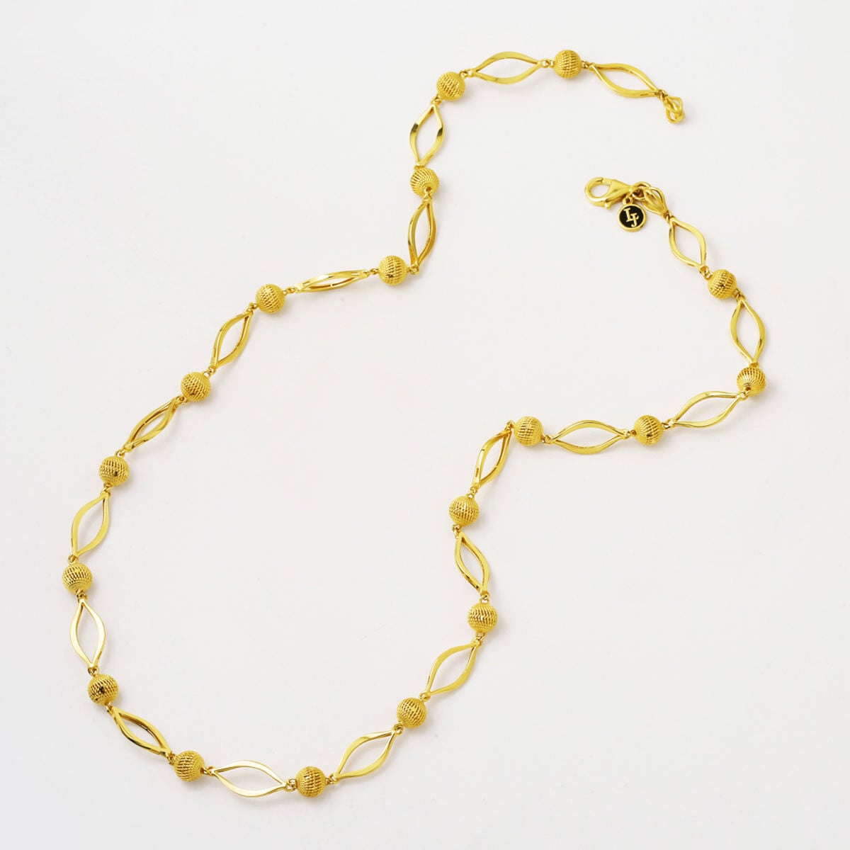 14K Yellow Gold Sparkling Ellipse Italian Necklace