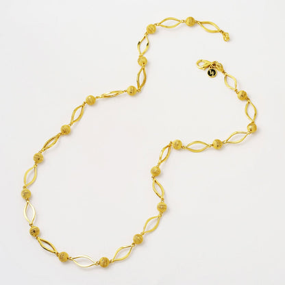 14K Yellow Gold Sparkling Ellipse Italian Necklace