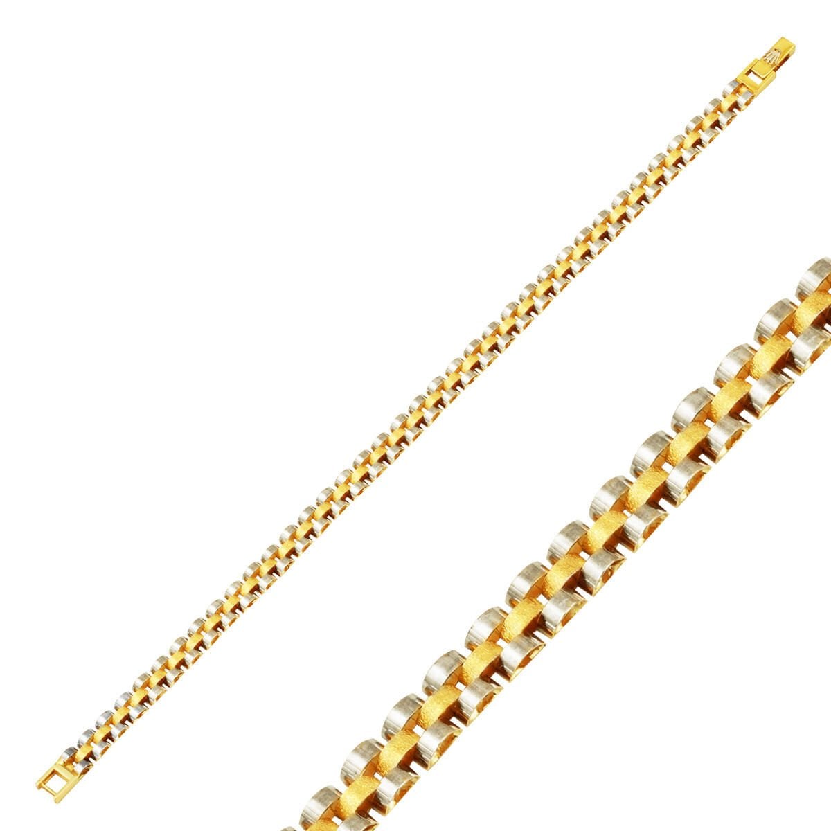 14K Yellow Gold Two-Tone Designer Inspired Bracelet