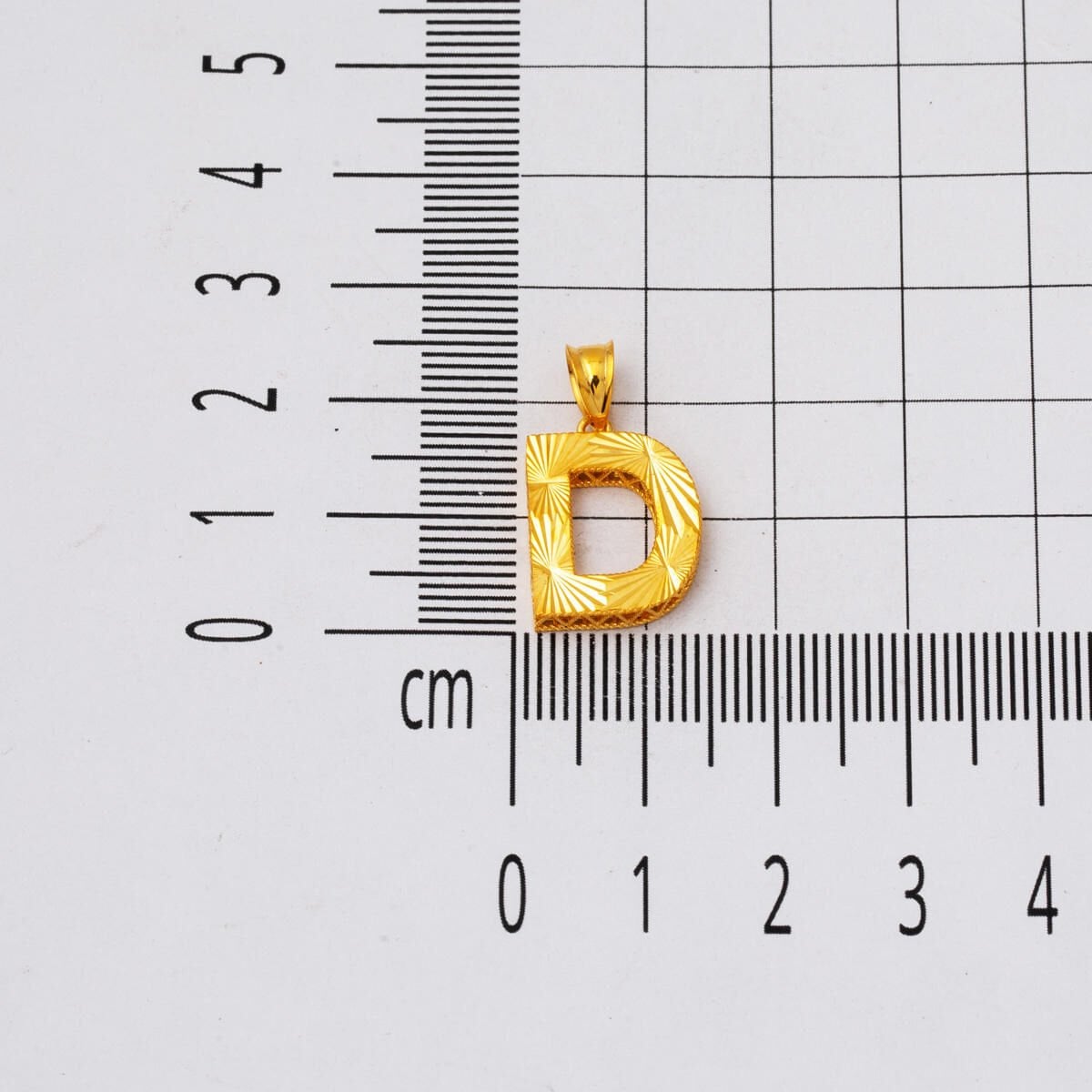 22K Yellow Gold Three Dimensional Initial D Pendant