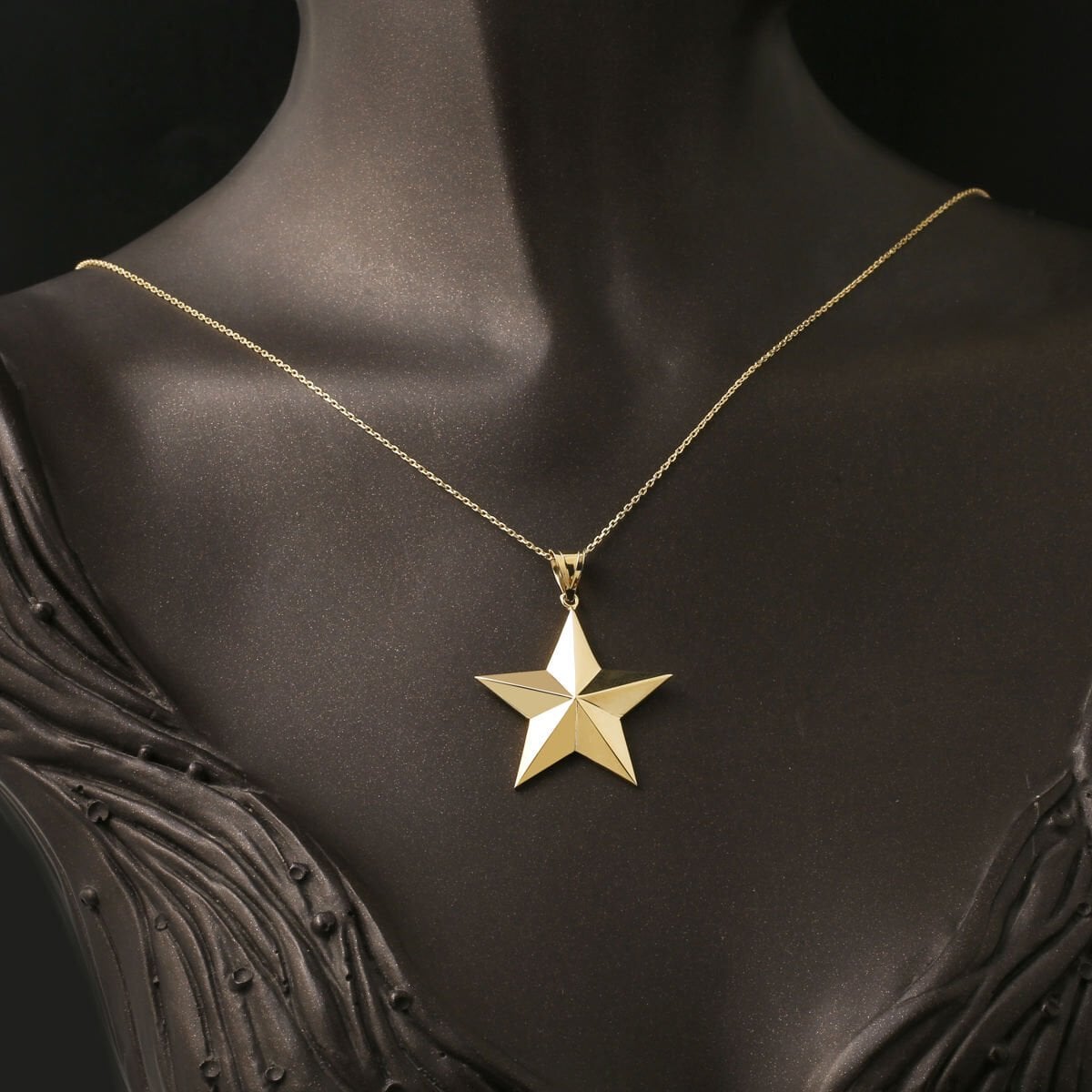 14K Yellow Gold Star Large Pendant
