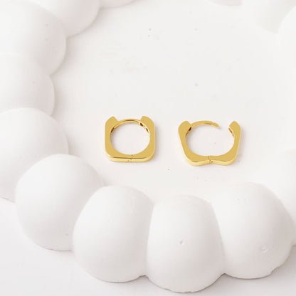 14K Yellow Gold Square-Cut Cubic Zirconia Hoop Earrings (2.25 g)