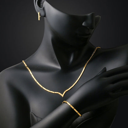 14K Yellow Gold Chevron Ajda Jewelry Set