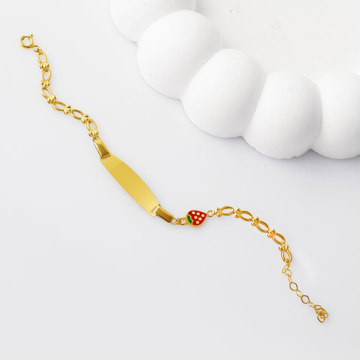 14K Yellow Gold Personalized Name Children's Enamel ID Bracelet