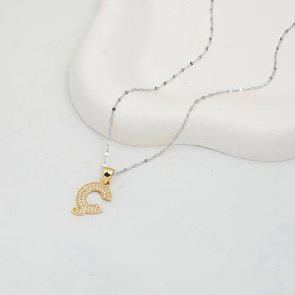 14K Yellow Gold Initial C Cubic Zirconia Pendant (1.26 g)