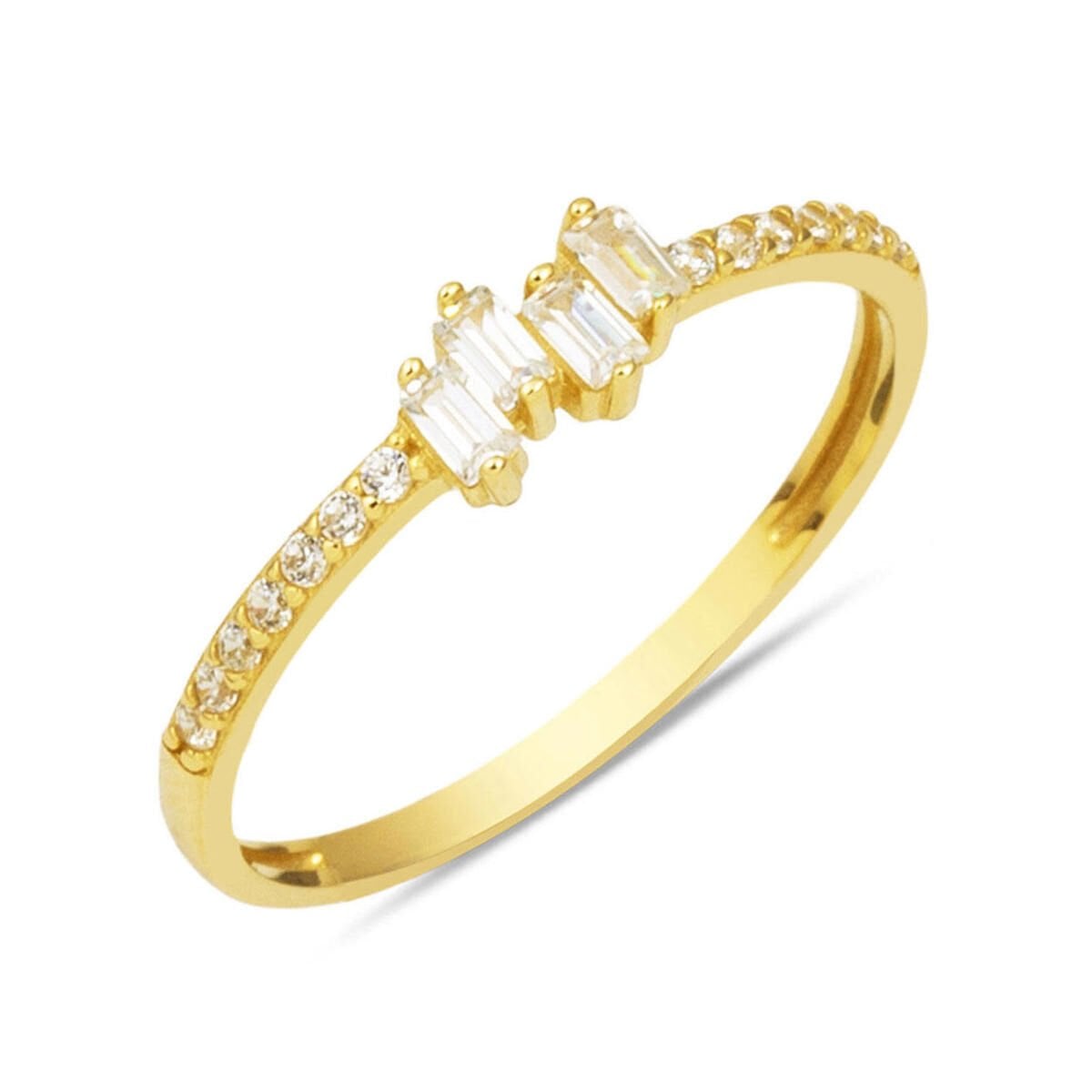 14K Yellow Gold Minimalist Baguette Cubic Zirconia Ring (1.02 g)