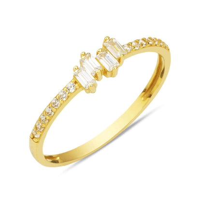 14K Yellow Gold Minimalist Baguette Cubic Zirconia Ring (1.02 g)