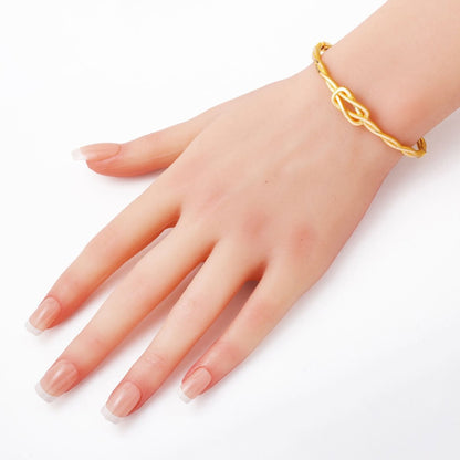 14K Yellow Gold Braided Knot Ajda Hinged Cuff Bracelet