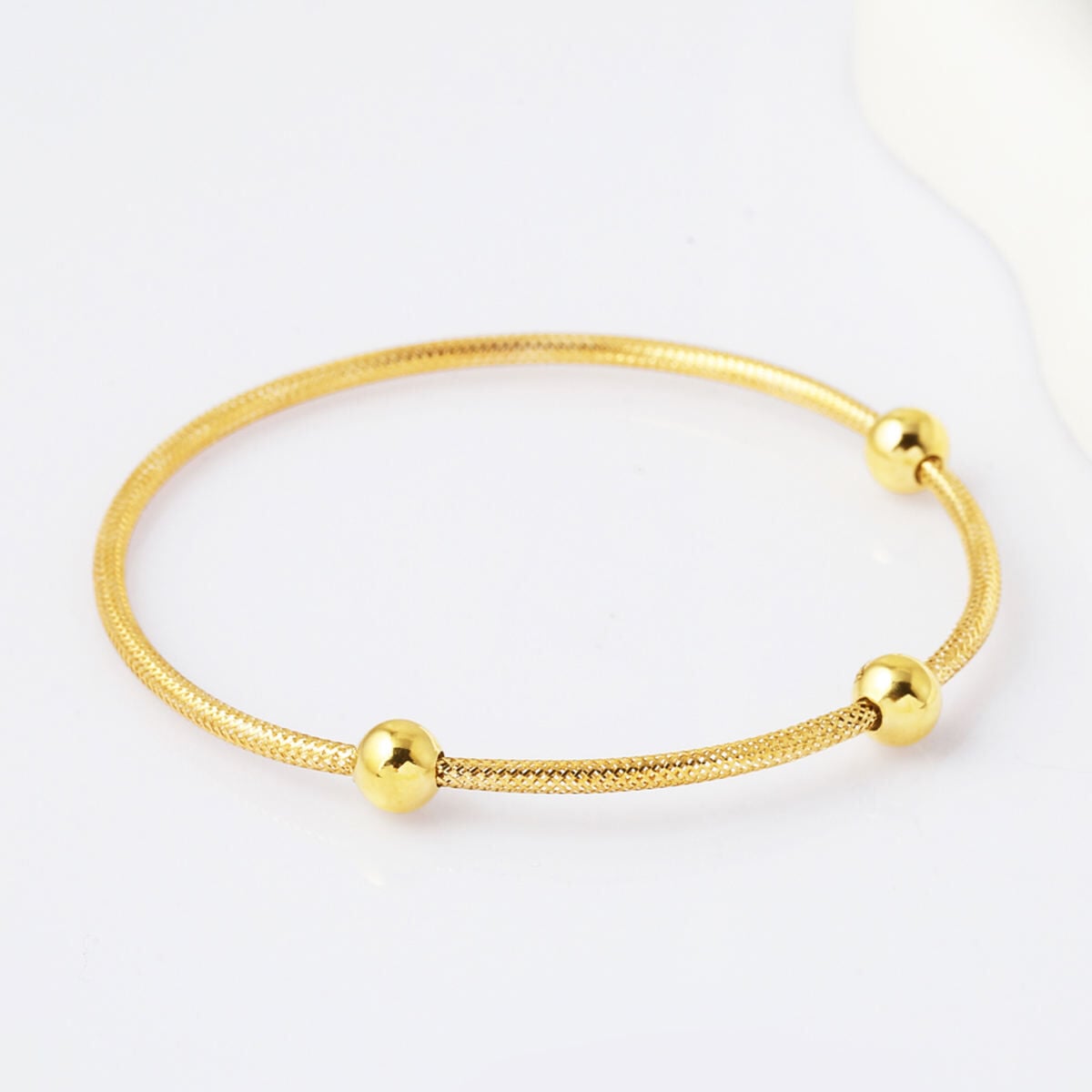 14K Yellow Gold Italian Bead Flexible ID Bracelet