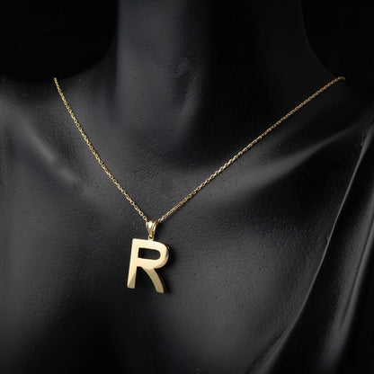 14K Yellow Gold Classic Initial R Necklace