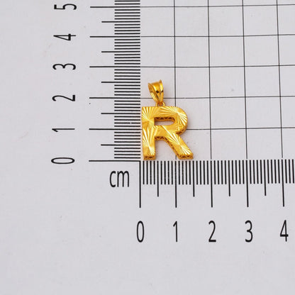 22K Yellow Gold Three Dimensional R Initial Necklace