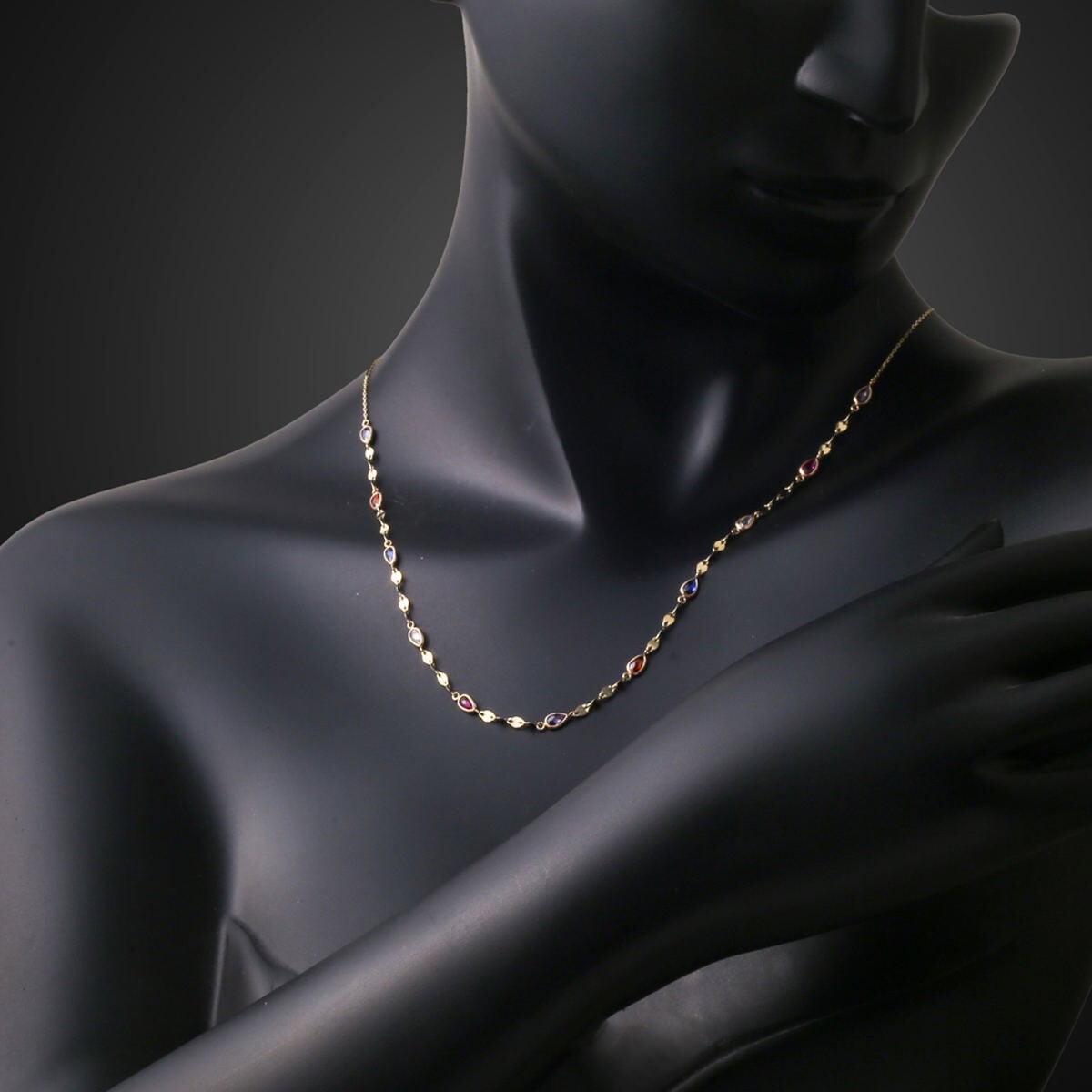 14K Yellow Gold Colored Teardrop Cubic Zirconia Necklace
