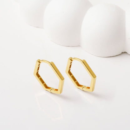 14K Yellow Gold Square-Cut Hoop Earrings (1.4 g)