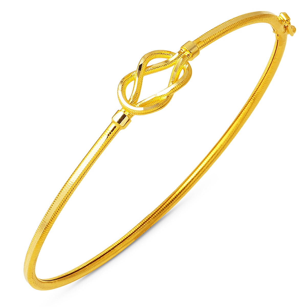 14K Yellow Gold Ajda Knot Hinged Cuff Bangle