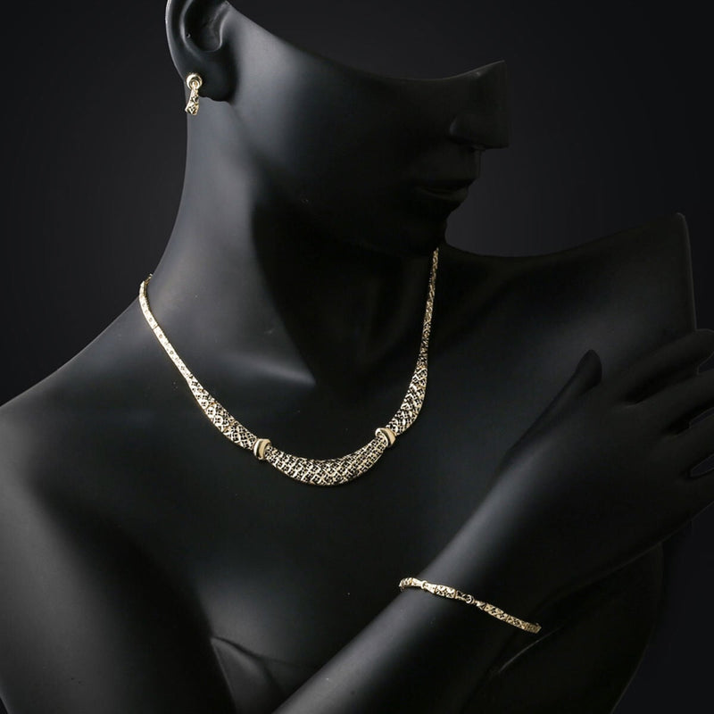 14K Yellow Gold Arched Flower of Life Wedding Set
