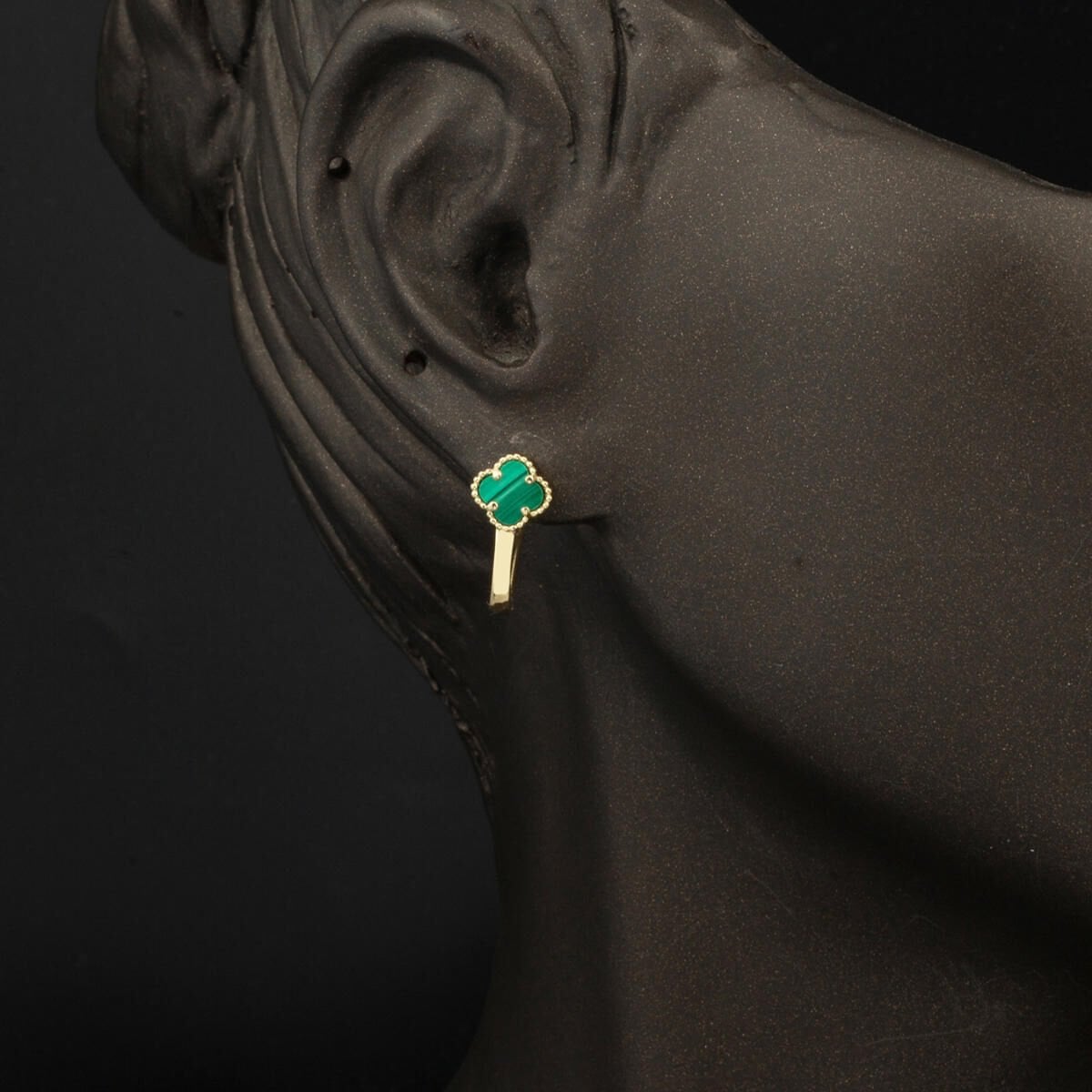 14K Yellow Gold Green Clover Double Set with Cubic Zirconia