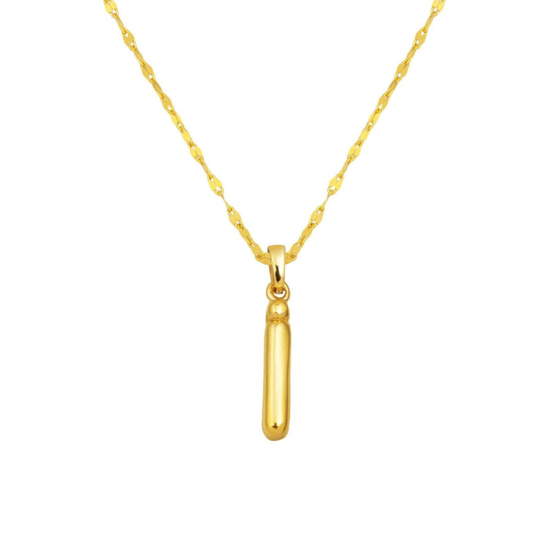 14K Yellow Gold Balloon Initial I Necklace