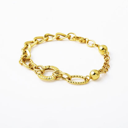 14K Yellow Gold Trendy Double Chain Bracelet