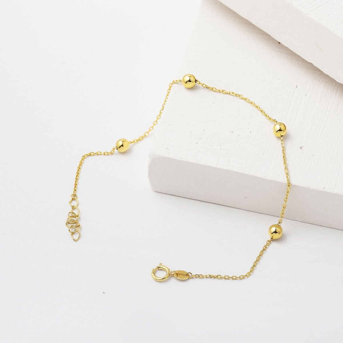 14K Yellow Gold Bead Chain Bracelet (1.1 g)