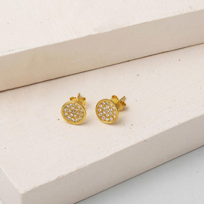 14K Yellow Gold Round Cubic Zirconia Clip-On Earrings