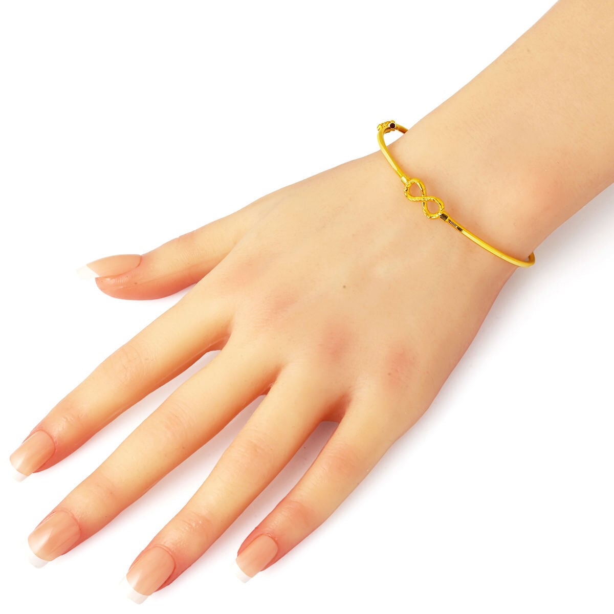 14K Yellow Gold Infinity Ajda Hinged Cuff Bangle