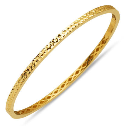 14K Yellow Gold Egg Shape Hinged Cuff Bracelet