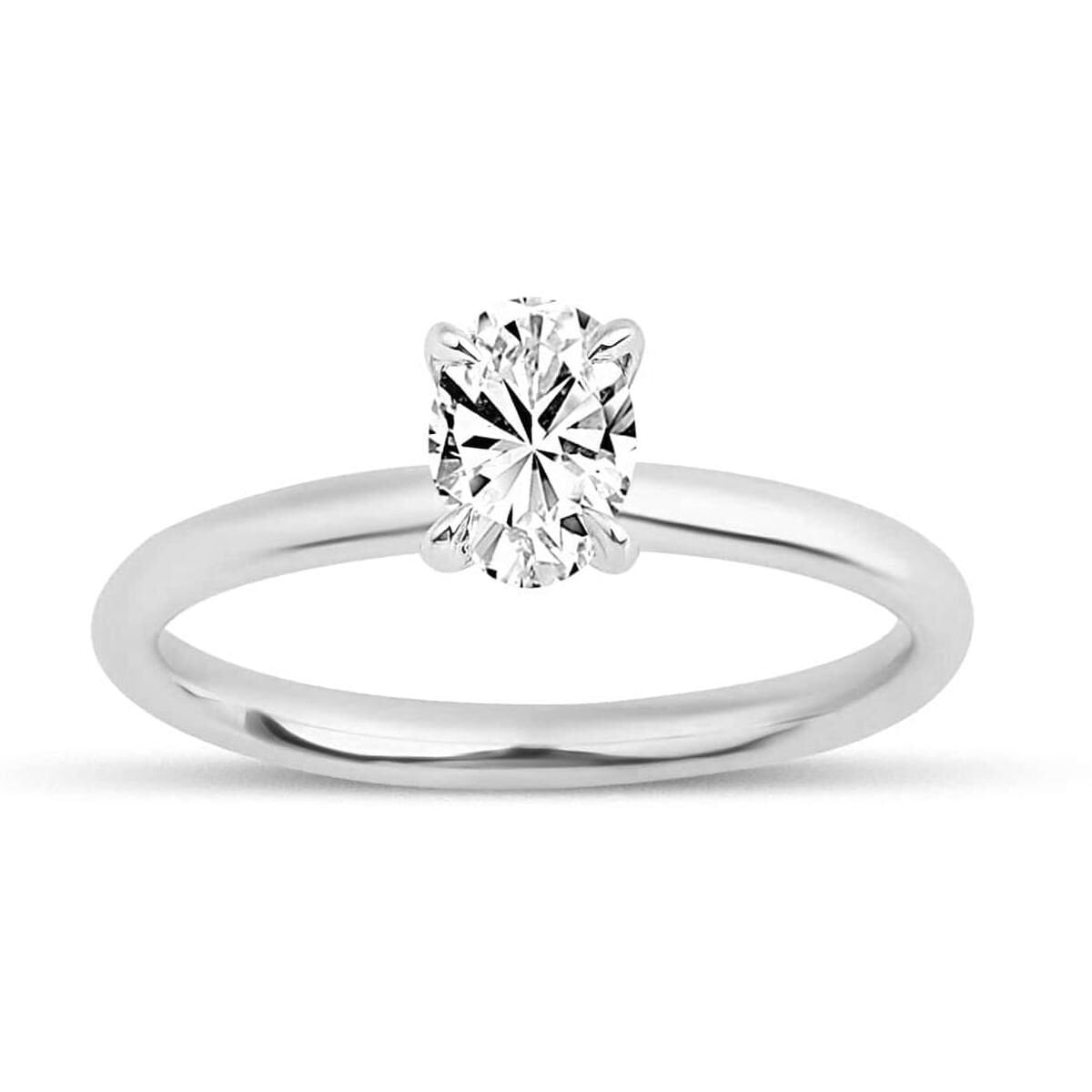 14K White Gold 0.50 Ct Oval Cut Moissanite Solitaire Ring