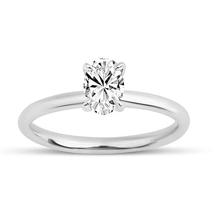14K White Gold 0.50 Ct Oval Cut Moissanite Solitaire Ring