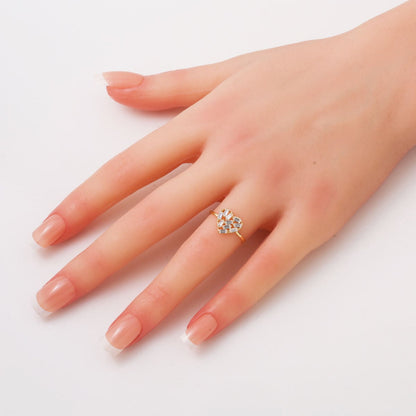 14K Yellow Gold Sparkling Baguette Heart Cubic Zirconia Ring