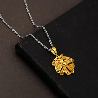 14K Yellow Gold Bead Filigree Pendant