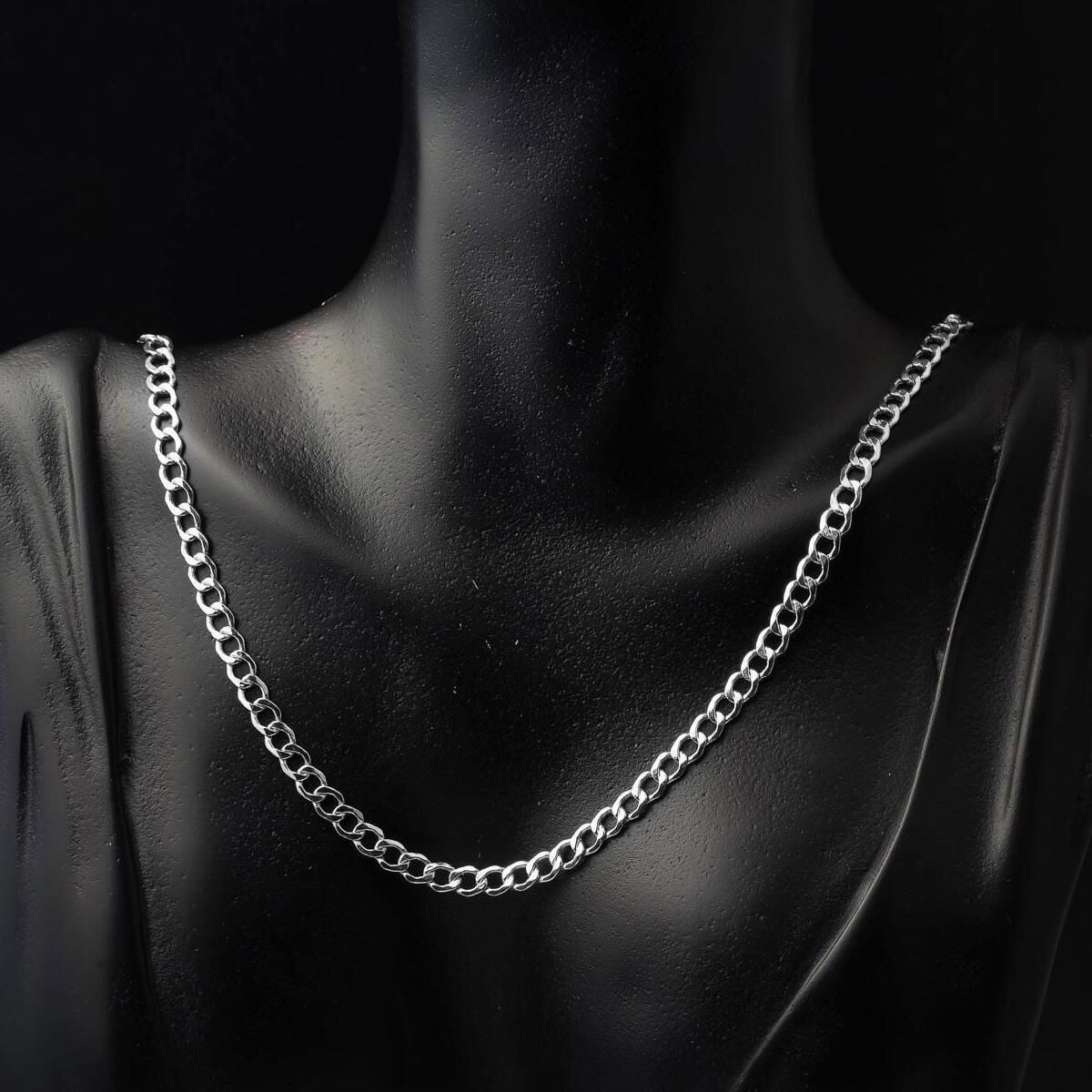 14K White Gold Curb Unisex Chain