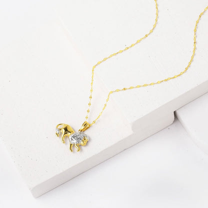 14K Yellow Gold Lion Zodiac Pendant