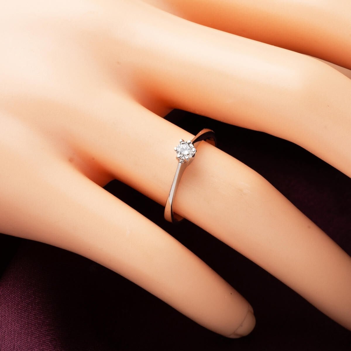 14K White Gold 0.15 Ct Six Prong Solitaire Diamond Ring