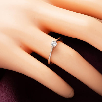 14K White Gold 0.15 Ct Six Prong Solitaire Diamond Ring