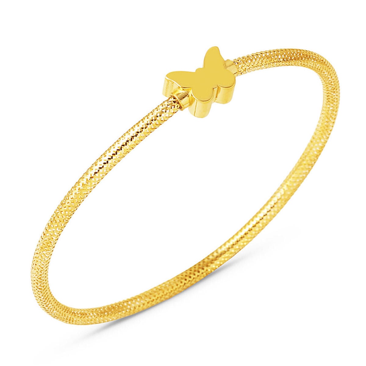 14K Yellow Gold Butterfly Italian Children's Bangle
