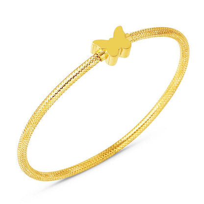 14K Yellow Gold Butterfly Italian Children's Bangle